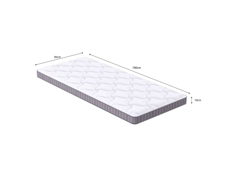  Matelas 1 place à ressorts ensachés 90x190x10 cm – blanc – 7 zones, mémoire de forme, soutien h3 oeko-tex  - Conforama C