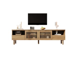 Meuble tv coloris bois clair 180 cm <strong>LEYTN</strong> <strong></strong>
