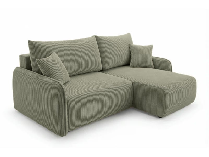  Sacha - canapé d'angle convertible petit velours côtelé 3 places vert  - Conforama E