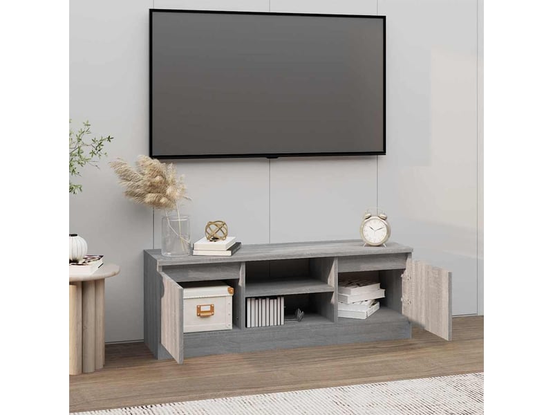  Meuble tv - banc tv - meuble de rangement avec porte sonoma gris 102x30x36 cm  - Conforama C