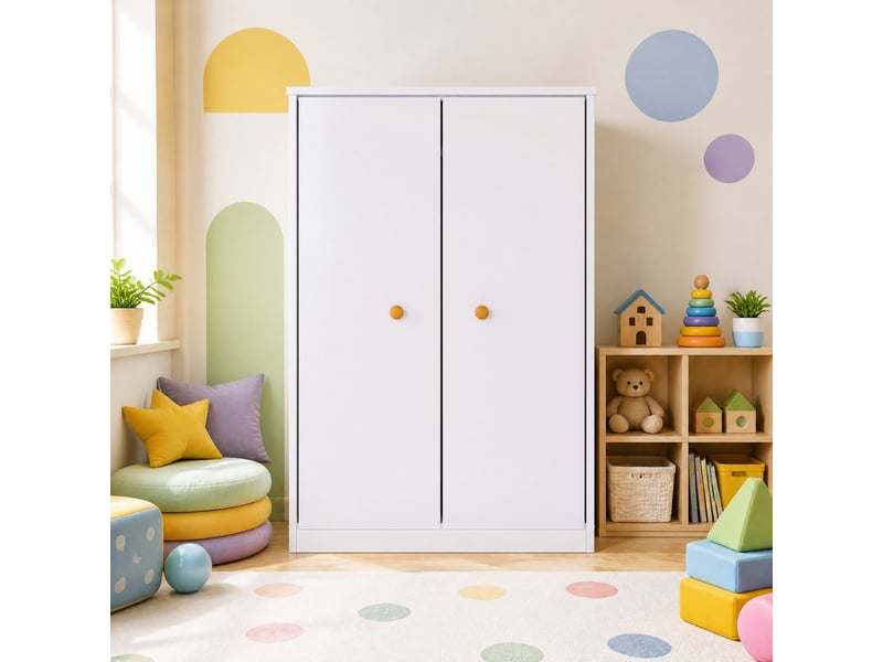  Armoire 2 portes avec penderie pour chambre en mdf 80×50×120 cm blanc  - Conforama B