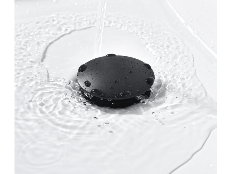 Bouchon de bonde de lavabo de salle de bain, bonde escamotable à pression sans trop-plein, noir mat - Conforama B
