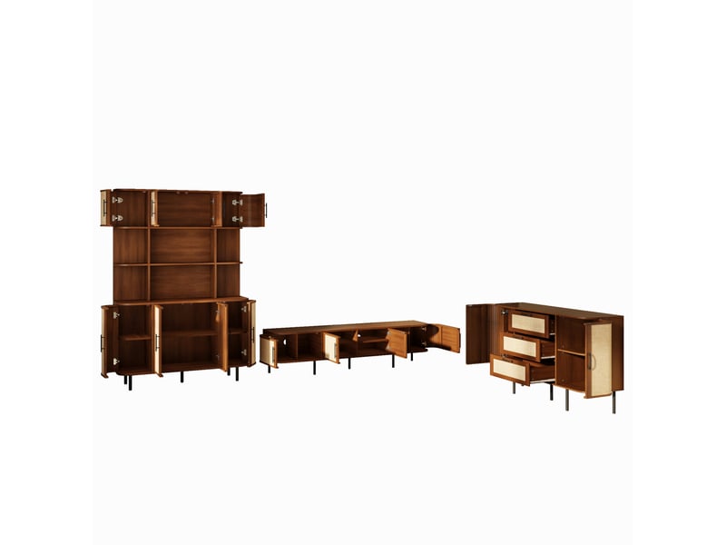  Ensemble de meubles avec meuble tv, buffet et colonne mdf noyer  - Conforama D