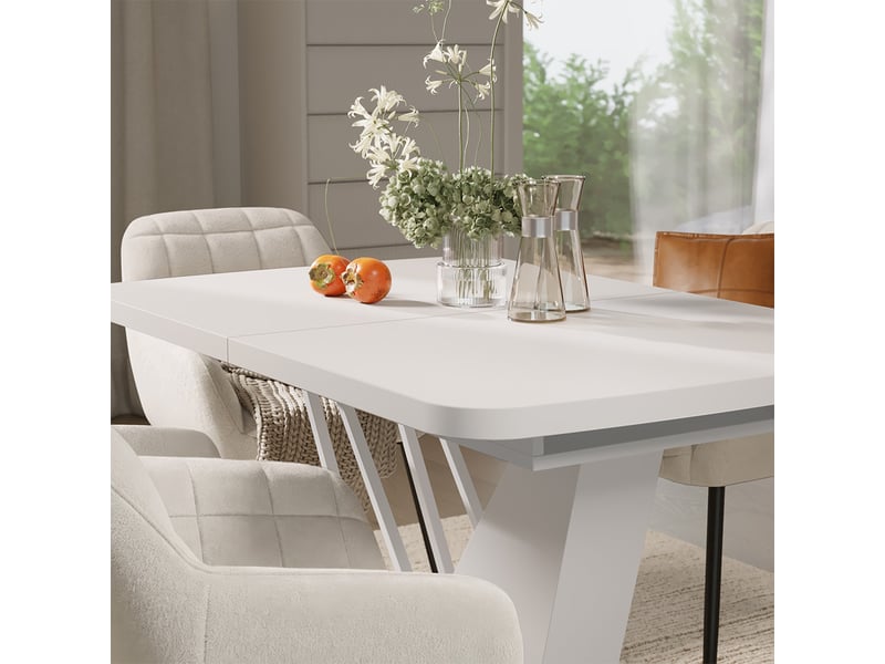  Vicco ensemble de table à manger, blanc, 120x80cm avec 4 chaises de salle à manger  - Conforama D