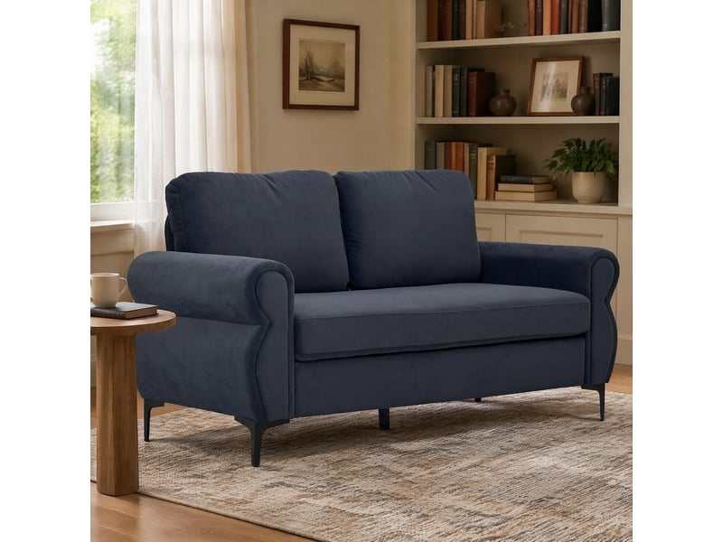  Canapé droit compact avec housses amovibles  - assise à ressorts, pieds hauts en tissu gris foncé 173,5 cm  - Conforama B