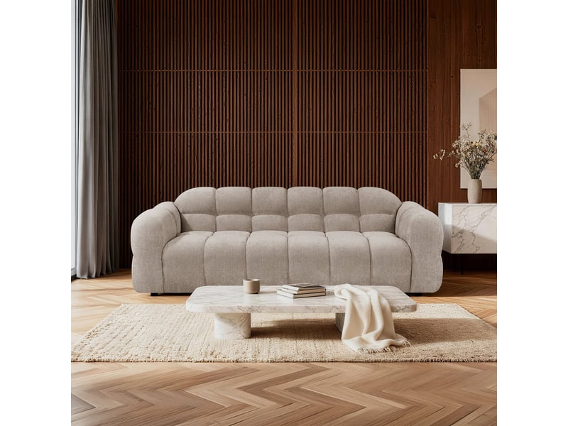 Canapé 3 places en tissu beige foncé - Conforama B