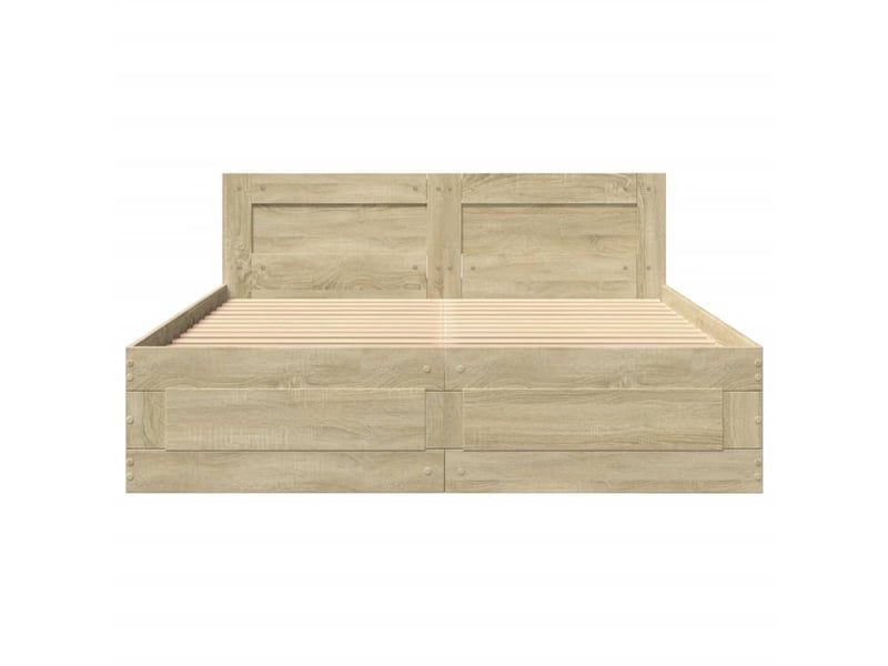  Lit double- lit adulte -  cadre de lit et tête de lit sans matelas chêne sonoma 135x190cm  - Conforama D