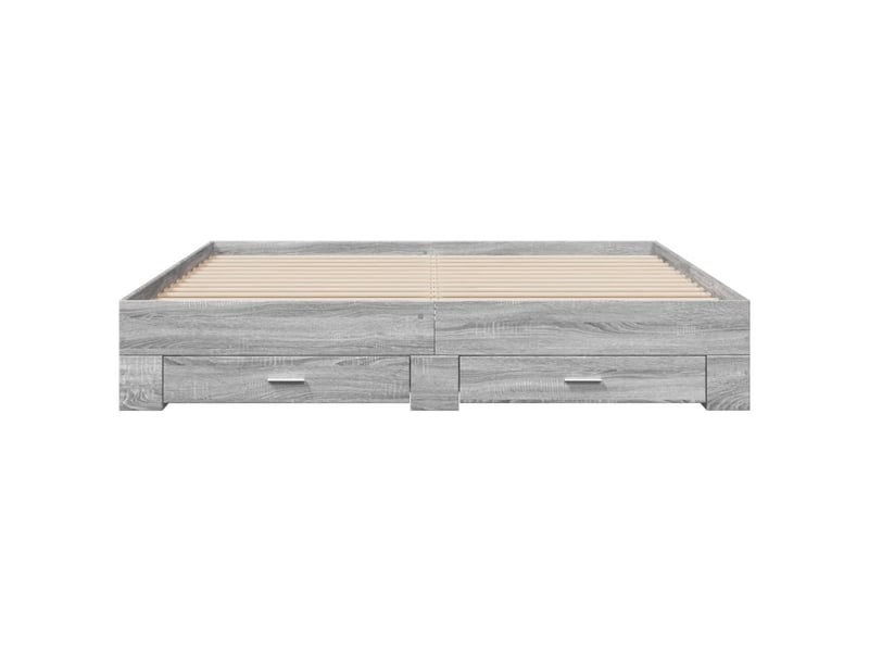  Lit double- lit adulte -  cadre de lit avec tiroirs sans matelas sonoma gris 200x200 cm  - Conforama C