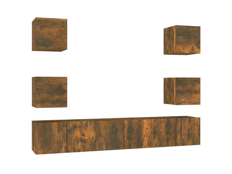  Ensemble de meubles tv 7 pcs chêne fumé bois d'ingénierie shl73792  - Conforama A