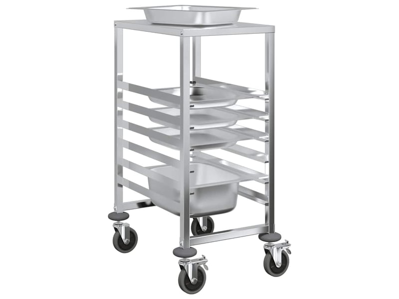  Desserte de cuisine, chariot à plateaux 6 bacs gn 39x55x87 cm acier inoxydable  - Conforama D