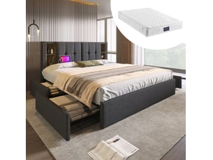 Lit 2 places 160x200 cm <strong>MAISENTIEL</strong> <strong></strong> coloris gris