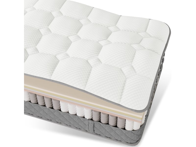  Matelas à ressorts ensachés modenvie 160 x 200 cm 7 zones h3 mousse froide 20 cm blanc  - Conforama E