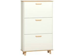 Étagère à chaussures moderne avec 3 tiroirs abattants pour 12 paires de chaussures, idéale pour une entrée (70 x 23,5 x 122 cm, blanche).
