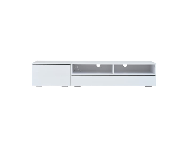  Ensemble salon avec meuble tv et étagère murale, blanc, panneau de particules  - Conforama W