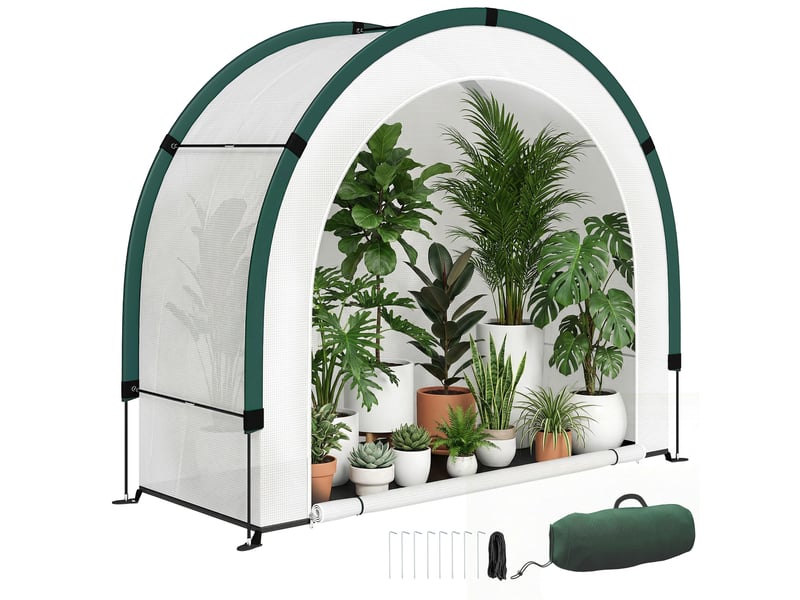  Serre de jardin pliable et portable, petite serre de balcon en bâche pe et porte zippée, 200 x 80 x 164 cm, vert  - Conforama A