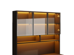 Vitrine avec éclairage led 120x200 cm - meuble salon noir et blanc avec portes en verre gris et 3 tiroirs