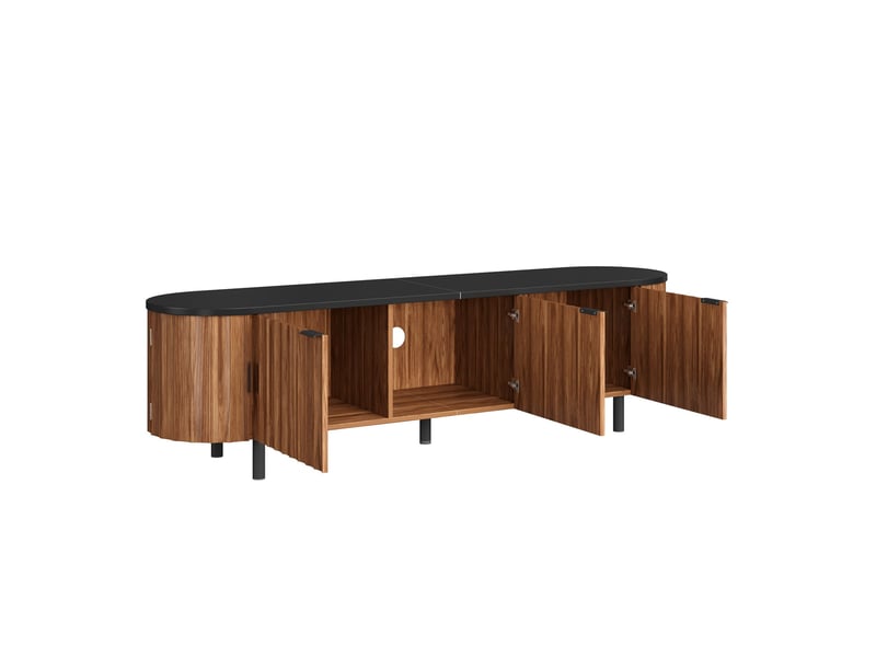 Meuble tv 5 portes 170x40x47 cm en mdf coloris noyer - Conforama D