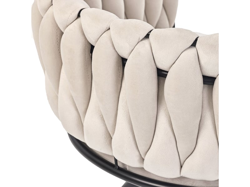  Lot de 4 chaises de salle à manger pivotantes,avec pieds métal,velours,beige  - Conforama E