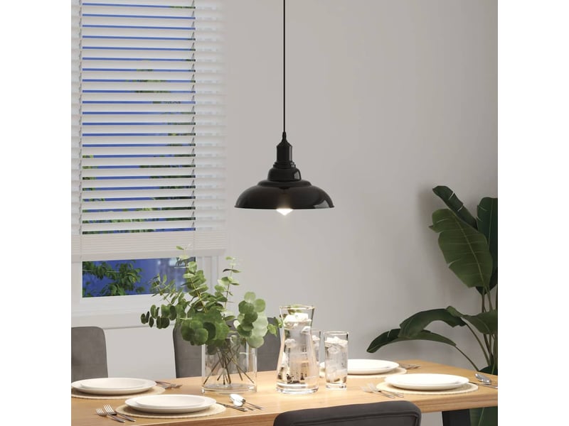 Lampe suspendue, suspension luminaire réglable hauteur e27 noir brillant ø 31cm métal  - Conforama D
