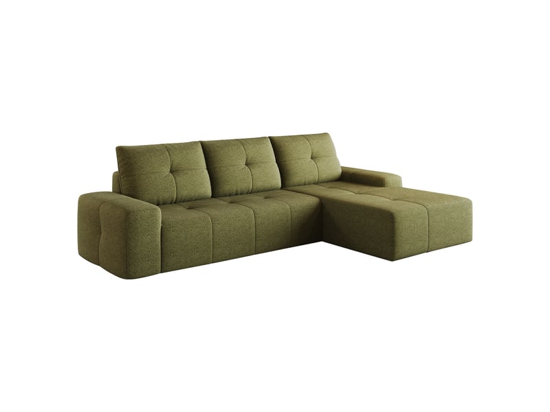  Canapé d'angle 262 cm en l avec méridienne à droite, canapé nuage en mousse compressée sous vide, design confortable pour salon, vert olive OPULERANE TRADING LTD - Conforama A