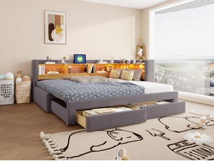 Lit gigogne 90x200 cm <strong>LEYTN</strong>  <strong></strong> coloris gris