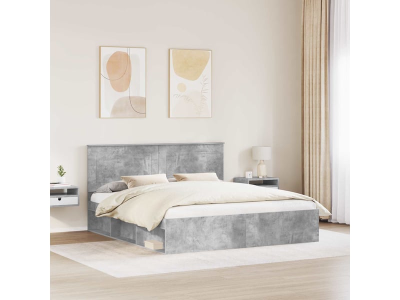  Lit double- lit adulte -  cadre de lit béton 180 x 200 cm bois de pin massif  - Conforama B