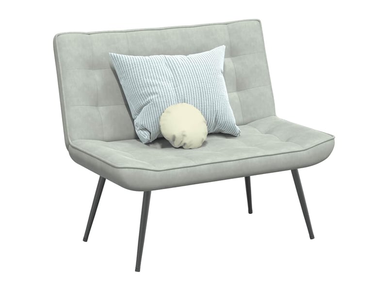  Banc chambre, banc de lit gris clair 110x74x84 cm velours  - Conforama B