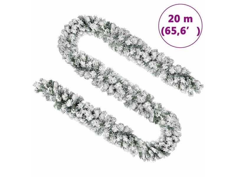  Guirlande de noël avec neige floquée vert 20 m pvc  - Conforama E