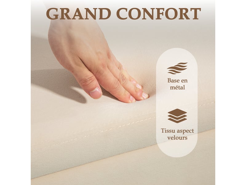  Banc de rangement coffre de rangement design contemporain - espace de rangement velours beige métal piètement doré  - Conforama E