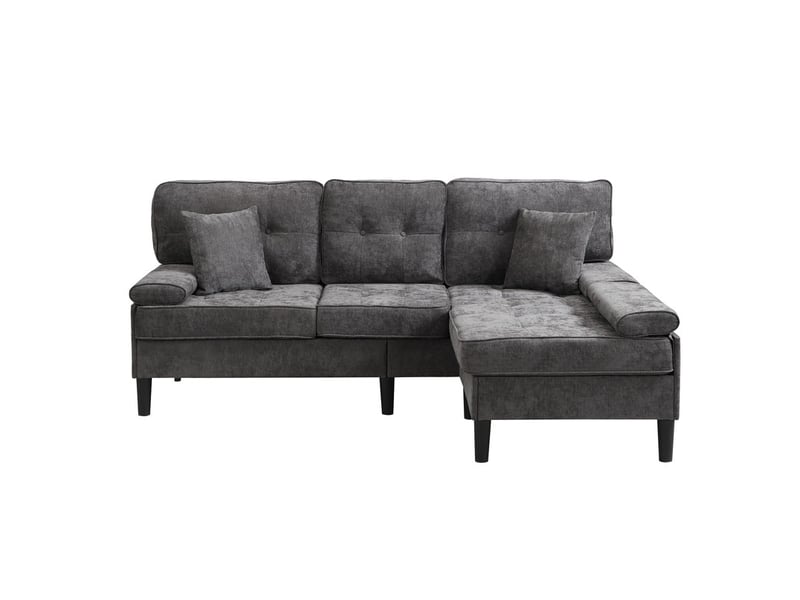 Canapé d'angle en l ,3 places, avec méridienneet pouf amovible,195 x 149 x 86cm,gris - Conforama A