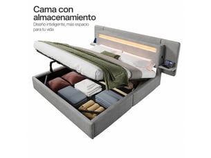 Lit coffre 180x200 cm coloris gris