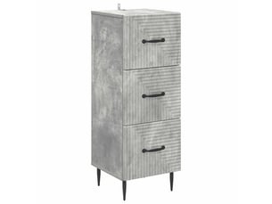 Armoire de rangement bureau, armoire à tiroirs gris béton 33 x 34,5 x 89,5 cm