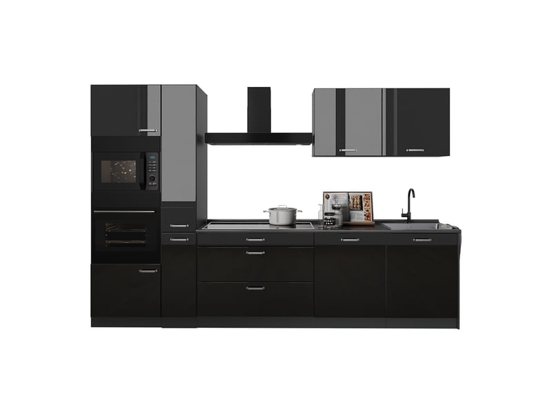  Vicco cuisine, noir haute brillanceanthracite, 310cm plan de travail anthracite  - Conforama E