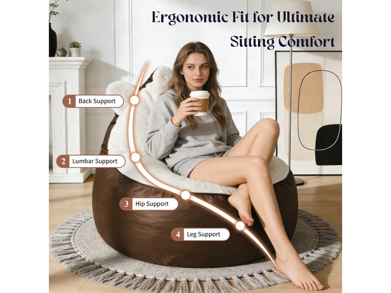  Fauteuil lounge design ours, dossier arrondi avec oreilles, style doux et moderne  - Conforama D