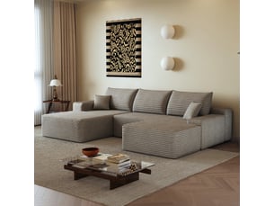 Canapé d’angle modulable 270 x 175 x 83 cm 3 places avec pouf, méridienne en l, sans montage, camel