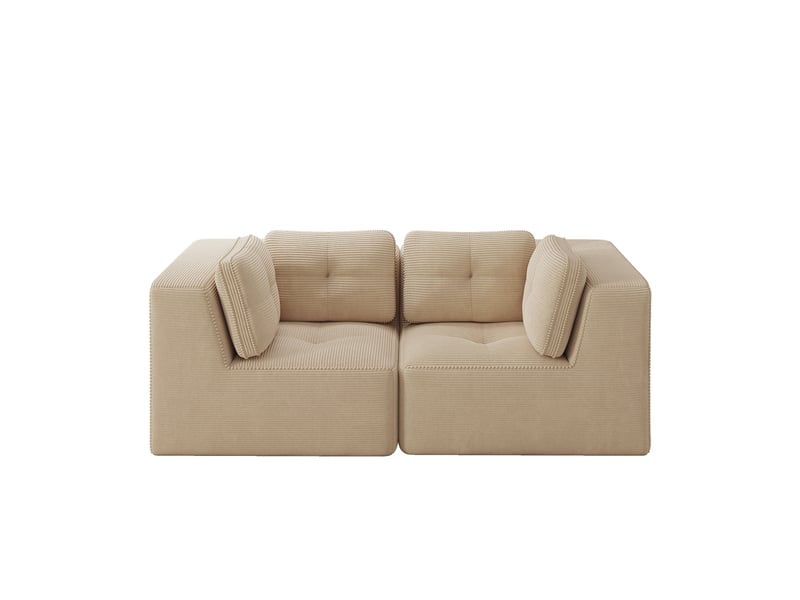  Canapé droit modulable 2 places velours côtelé beige – 208 x 104 x 69 cm Fay Lum - Conforama A