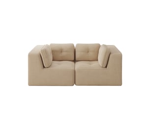 Canapé droit modulable 2 places velours côtelé beige – 208 x 104 x 69 cm