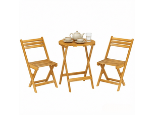 Ensemble table et chaise de jardin avec 1 table et 2 chaises pliantes - pour 2 - bois d’acacia - naturel