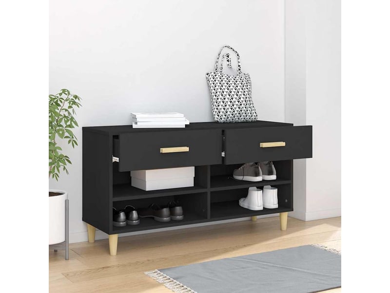  Meuble à chaussure, armoire à chaussures noir 102x35x55 cm bois d'ingénierie  - Conforama C