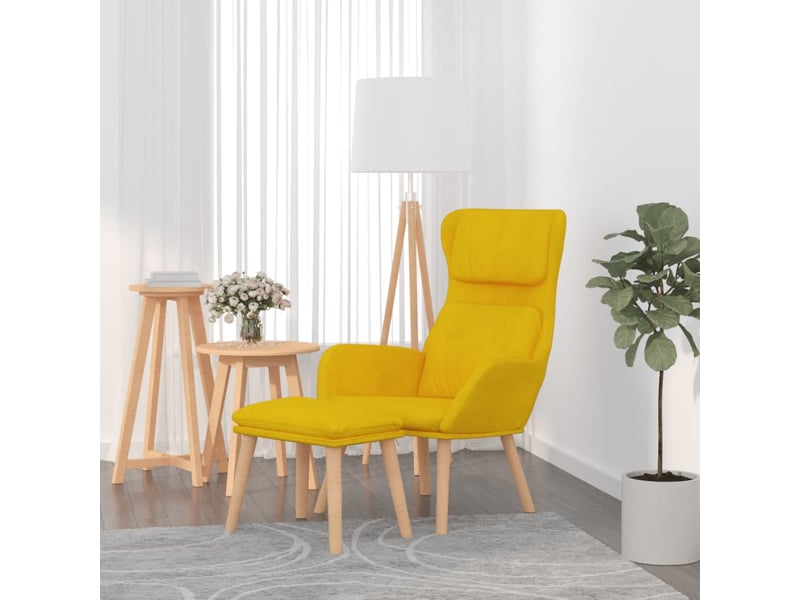  Vidaxl chaise de détente et repose-pied jaune moutarde velours  - Conforama B