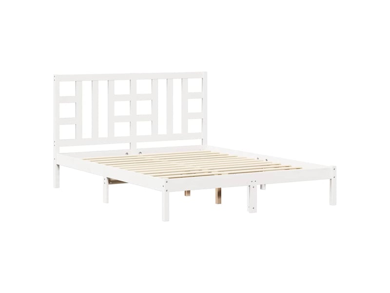 Lit double- lit adulte - cadre de lit sans matelas blanc 150x200 cm bois massif - Conforama A