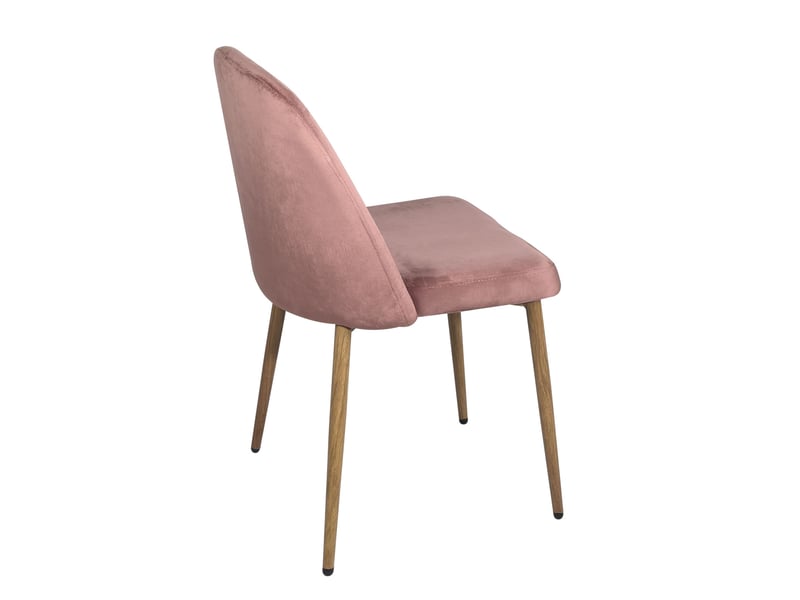  Lot de 2 chaises de salle à manger dima en velours rose avec pieds métal décor bois clair  - Conforama D