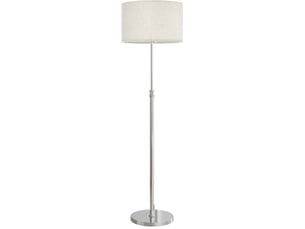 Lampadaire réglable 133-168 cm avec télécommande, abat-jour tissu beige et acier