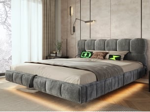 Lit coffre 140x190 cm LEYTN   coloris gris