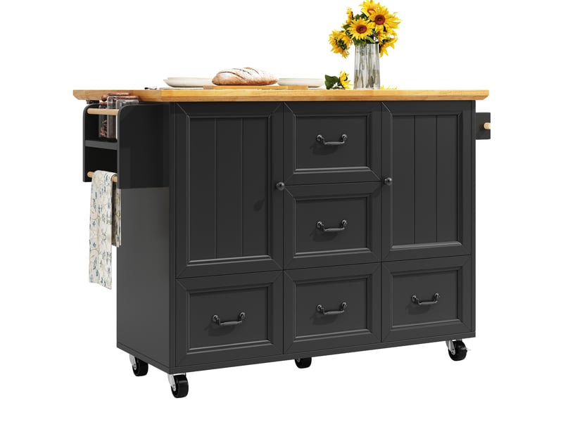  Îlot de cuisine 120x45x93 cm pliant mdf noir  - Conforama A