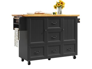 Îlot de cuisine 120x45x93 cm pliant mdf noir