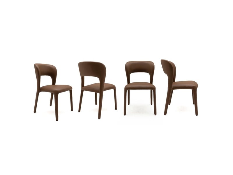  Lot de 4 chaises rembourrées en similicuir couleur marron  - Conforama C