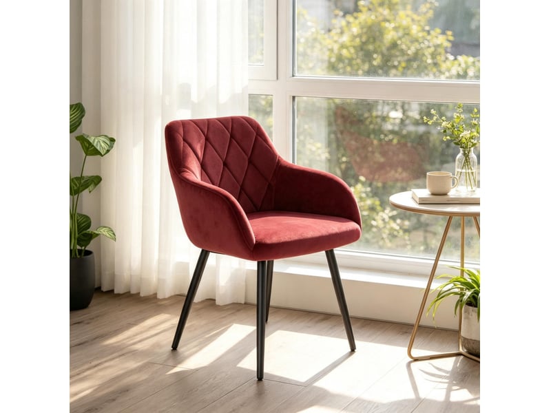  Chaise de salle à manger avec accoudoirs 44,5x46,5x79 cm métal rouge  - Conforama B