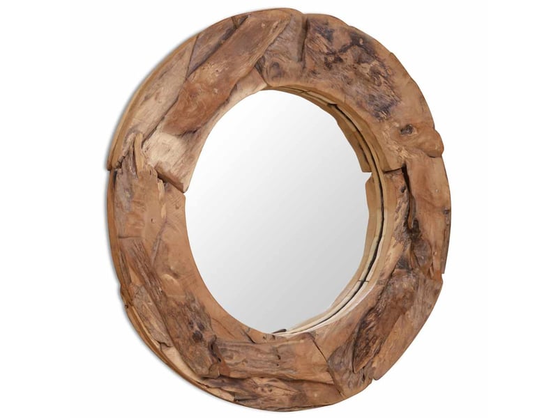  Miroir décoratif teck 80 cm rond cf62788  - Conforama C