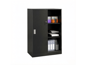 Armoire de classement 80 x 40 x 120 cm noire, panneaux mdf, portes coulissantes verrouillables pour le bureau